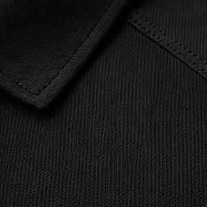 Men's <b>Black</b> Short Sleeve Zipper <b>Polo</b> Shirt Knitted Casual Solid Color Regular Fit - Product Image 5