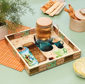 Bandeja Rectangular de Madera Hecha a Mano con Diseño Floral Bohemio Vintage, Bandeja Decorativa Multifuncional para Cocina, para Navidad - Product Image 2