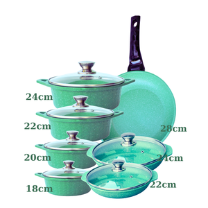 Juego de Utensilios de Cocina Antiadherentes de Cerámica HOCA, Tapa de Vidrio, Aleación de Aluminio, Apto para Lavavajillas, Ecológico, OEM de Vietnam, 7 Piezas, para Todas las Estufas - Product Image 1