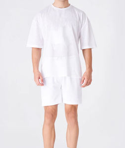 Vêtements pour hommes de marque tendance : T-shirts et shorts à motifs en pur coton épais, avec taille élastique, style décontracté - Product Image 5