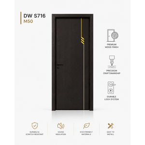 Puertas interiores de WPC con acabado de madera Dewoo y molduras decorativas, puertas impermeables para apartamentos, hoteles, villas y oficinas. - Product Image 1