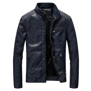 Long Sleeves High Quality Zipper Pockets Fur Style PU <b>Leather</b> <b>Jackets</b> for Men's Sports Wearing <b>Leather</b> <b>jacket</b> for men - Product Image 2