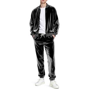 Ensemble de survêtement en velours pour homme, 2 pièces, fermeture éclair intégrale, veste et pantalon en velours - Product Image 6