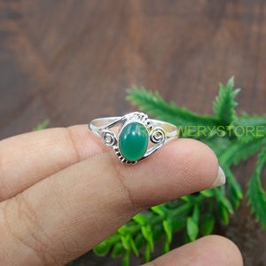 Natural <b>Green</b> Onyx 925 Sterling Silver Ring Handmade Oval Cabochon Gemstone Ring Women Her Designer <b>Jewelry</b> Wholesale Supplier - Product Image 6