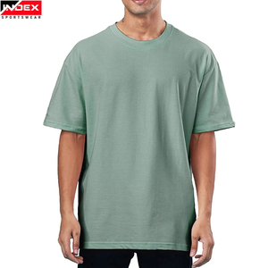 INDEX Men's Solid Green Short Sleeve T-Shirt O-Neck Regular Fit Casual Knitted Cotton Jersey Plain Dyed - Product Image 1