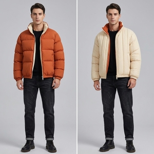 Men's Reversible Puffer Jacket Winter <b>Coat</b> <b>Stand</b> Collar Zip Up Outdoor Streetwear Custom Private Label OEM ODM - Product Image 5