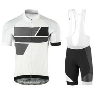 Ensemble de maillot de cyclisme blanc et noir en maille à manches courtes, respirant, à séchage rapide, pour vélo de route - Product Image 1