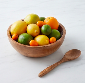 Bol à salade en bois et cuillère, en bois d'acacia mangue, avec revêtement émaillé, bols à collation jetables, sans danger pour les aliments - Product Image 3
