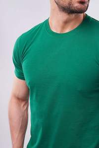 Camiseta Verde de Cuello Redondo para Hombre, Manga Corta, Lisa, Informal, Deportiva, para Verano, 100% Algodón, 180 Gramos, Jersey Ecológico - Product Image 4