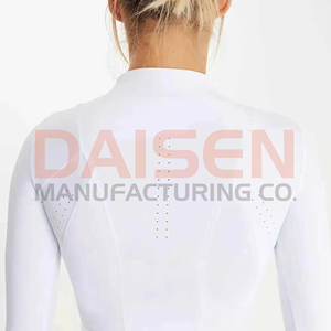 Camiseta de equitación para mujer al por mayor, capa base elástica en cuatro direcciones, antibacteriana, de spandex y poliéster, ajuste ceñido - Product Image 4