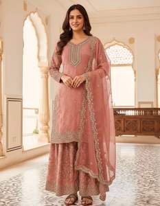 Traje Sharara para fiesta, vestido estilo Bollywood, indio, pakistaní, para mujer, ropa de boda, traje Sharara Gharara con pedrería, vestido blanco. - Product Image 1