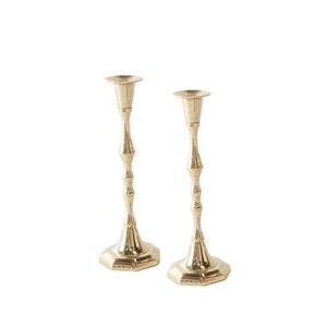 Porte-bougies vintage en laiton massif, finition or antique, porte-bougies coniques en métal pour la décoration de la maison et les centres de table de mariage - Product Image 1
