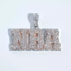 จี้เพชรโมซานไนต์ทรง CONCEPTION ประดับเพชรแบบ Iced Out เงินแท้ 925 สลักชื่อได้ตามสั่ง สไตล์ฮิปฮอป สำหรับทุกเพศ เหมาะสำหรับงานปาร์ตี้ - Product Image 1