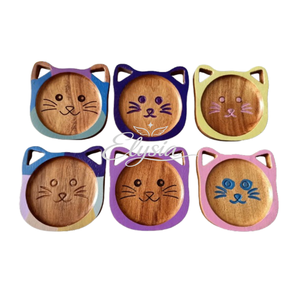 Plateau en bois artisanal avec imprimé chat coloré, plat de service décoratif, ornement de décoration intérieure en bois naturel, cadeau pour la cuisine et la salle à manger - Product Image 4