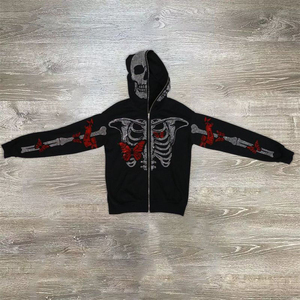 Sudadera con capucha de cremallera completa con pedrería de peso pesado 2026 |   Ropa Urbana Premium con Cierre de Cremallera |   Diseñador de Logotipos Personalizados OEM - Product Image 6