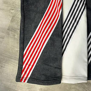 Pantalones Anchos de Hombre de Primera Calidad, 80% Algodón, 20% Poliéster, con Rayas en Contraste, Dobladillo Holgado, Secado Rápido, Estilo Vintage - Product Image 6