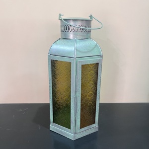 <b>Vintage</b> Handmade Artisan Design Iron Metal Colored Glass Moroccan Style Table <b>Lantern</b> for Wedding Home Decoration - Product Image 2