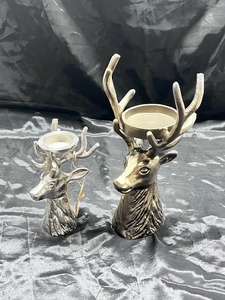 Support de bougie en aluminium en forme de tête de cerf, fait main, décoration Sonnet, décoration de Noël pour la maison, support mural durable pour bougies votives - Product Image 2