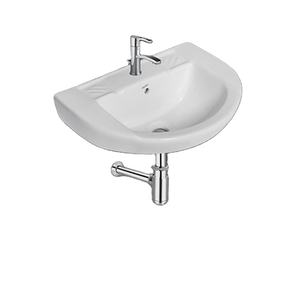 อ่างล้างหน้าเซรามิกสีขาวแบบรูเดียวแขวนผนังอ่างล้างมือ - Product Image 1