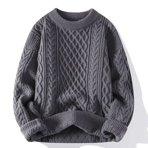 Men's <b>Thick</b> Knitted Pullover Sweater Solid Color Winter Warm <b>Long</b> Sleeve Crewneck Sweater 100% Acrylic - Product Image 6