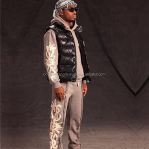 Survêtement unisexe avec logo personnalisé, streetwear, sweat à capuche lourd, broderie, délavage à l'acide, pantalon de survêtement évasé superposé, sweat à capuche avec patch 3D - Product Image 5