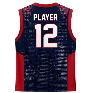 Men Women Basketball Jersey Red <b>Navy</b> Short Sleeve Athletic Sports Shirt Lightweight Comfortable Basketball Uniform for Team - Product Image 2