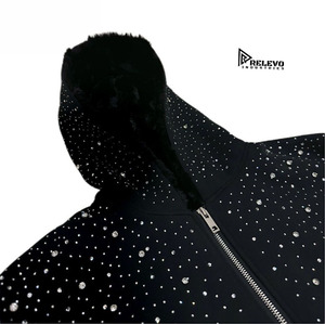 Nouveau style de sweat à capuche en strass de haute qualité pour homme, design tendance, 100% coton, sweat à capuche unisexe avec fermeture éclair - Product Image 2