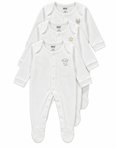 Combinaison bébé 3 pièces en coton blanc avec imprimé animal mignon - Product Image 1