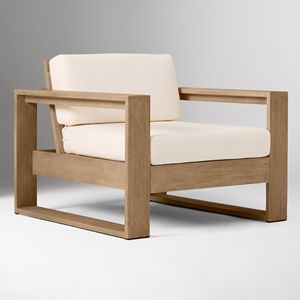 Chaise longue d'extérieur moderne en teck avec base géométrique en forme de traîneau - Product Image 2