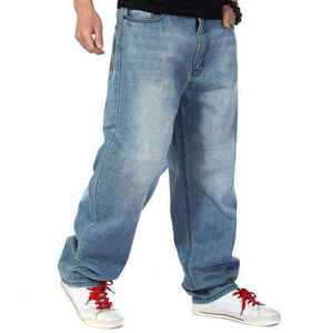 Pantalon en jean confortable pour homme à prix abordable, style streetwear personnalisé, coupe ample et large - Product Image 2