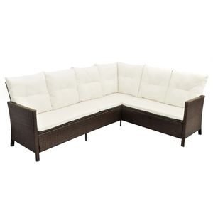 Grande Set da Pranzo per Esterni in Rattan Marrone con Telaio in Acciaio Verniciato a Polvere per Uso in Giardino - Product Image 6