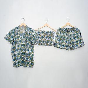 Conjunto de Pijama Corto de Verano para Mujer, Estampado a Mano, Algodón, Ropa de Dormir Suave con Característica Térmica, Hecho a Mano para Mujeres - Product Image 4