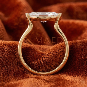 Yellow Gold Over <b>Silver</b> Marquise Cut <b>Ring</b> – Contemporary East-West Anniversary <b>Solitaire</b> Classic Gold Horizontal Marquise Solita - Product Image 3