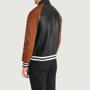 Nouvelle veste de baseball en cuir véritable et laine pour homme, élégante et de couleur différente, style Letterman. - Product Image 4