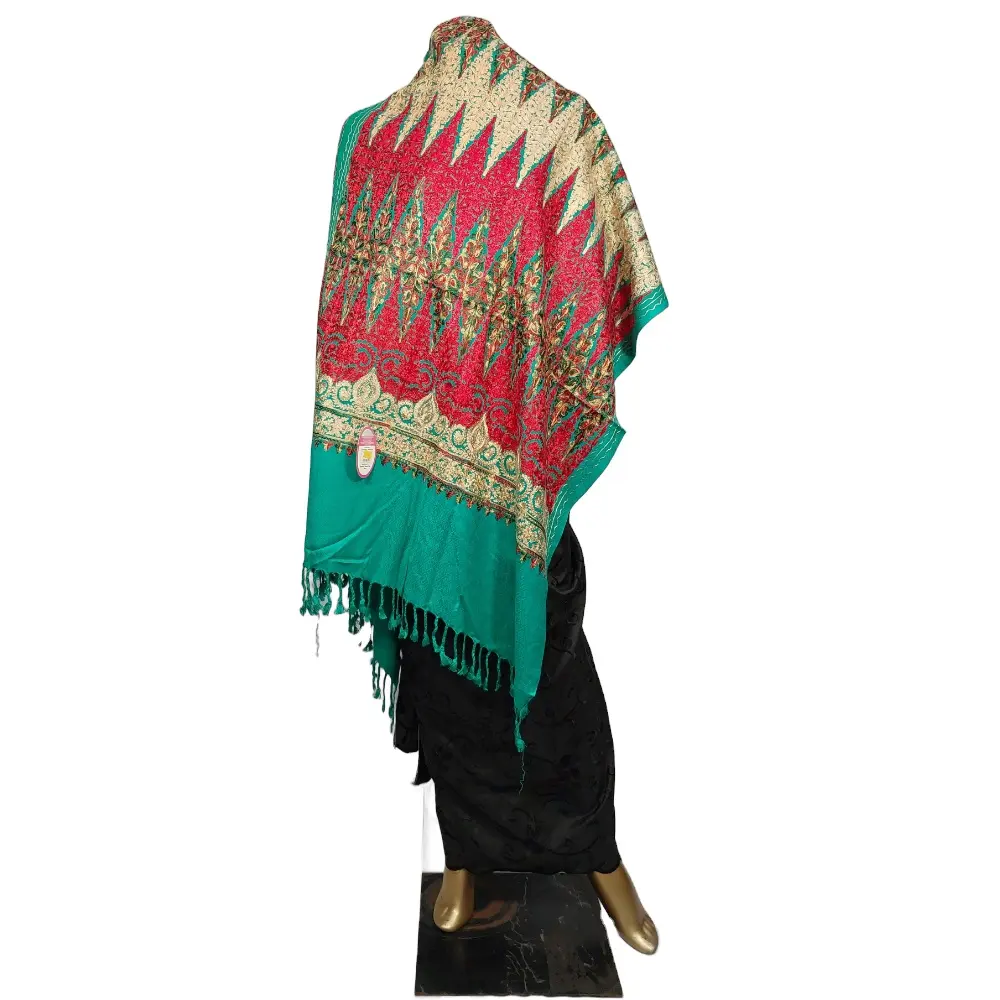 Шаль из Кашмири из чистого индийского пашмины с вышитым золотым бисером, ручной работы, многоцветный шарф