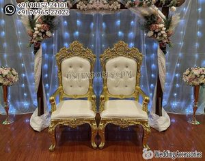 เก้าอี้งานแต่งงานอินเดียสไตล์บอลลีวูดสีเงิน เก้าอี้บัลลังก์งานแต่งงานสำหรับพระราชาและพระราชินี เก้าอี้เจ้าสาวสุดหรู ชุดเก้าอี้จากนิวซีแลนด์ - Product Image 4