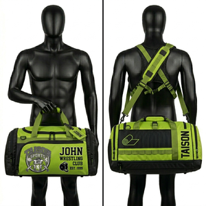 Bolsa Deportiva de Lucha Libre para Hombre, Poliéster 600D, 350 GSM, Resistente, Rosa y Negro, Panel de Malla, Personalizable con Logotipo por Sublimación - Product Image 4