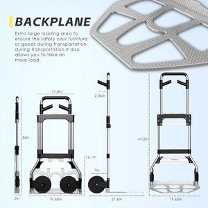 Carrello Pieghevole Portatile in Alluminio con Capacità di 150 kg, Ruote in Gomma da 7 Pollici e Manico Telescopico - Product Image 3