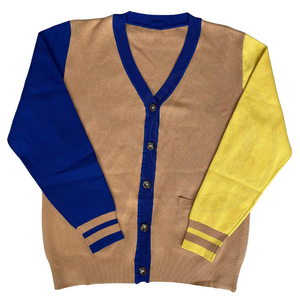 Cárdigan Sorority para Mujer, Suéter de Manga Larga con Rayas de Color en Contraste, Estilo Casual, Corte Regular, para Todas las Temporadas, Ropa Escolar y Universitaria - Product Image 1