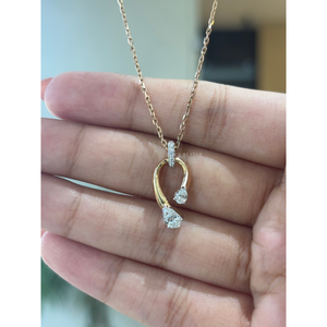Collier pendentif de luxe en or 14 carats avec diamant de laboratoire de 0,55 ct de style fer à cheval supérieur, design ouvert contemporain, cadeau de mariage - Product Image 3