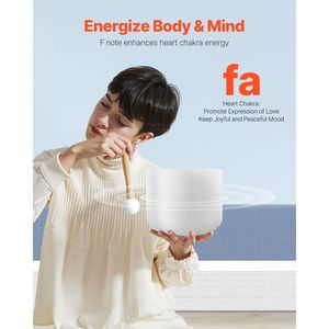 Campana Tibetana in Cristallo di Quarzo Smerigliato da 8 Pollici, Nota F, per Chakra del Cuore, con Martello in Gomma e Anello a O, per Accessori Yoga e Strumenti di Supporto - Product Image 4