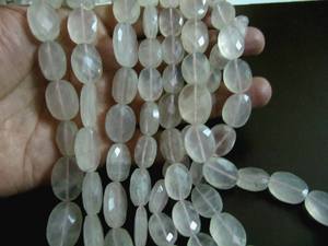 Chaîne de perles ovales facettées en quartz rose naturel, 10 pouces de long - Product Image 4