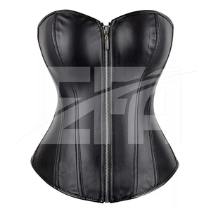 Conjunto de Corsé Gótico Negro Elegante para Mujer, Nuevo Corsé de Cuero Genuino Negro y Cinturón de Cuero a Juego - Product Image 4