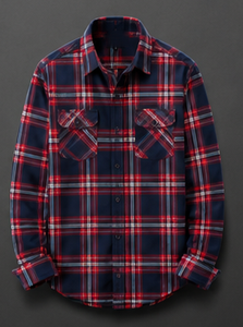 Chemise en flanelle à carreaux à manches longues pour homme de haute qualité, coupe classique, décontractée, en coton, boutonnée - Product Image 6