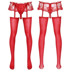 Pantimedias para hombre, bolsa para bulto, Tanga, ligas brillantes, medias, mallas, ropa de dormir Sissy para citas, fiesta temática nocturna, Día de San Valentín - Product Image 2