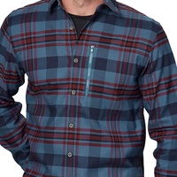 Kemeja Flanel Lengan Panjang Pria Motif Kotak-Kotak 100% Katun Kerah Kancing Santai untuk Musim Gugur