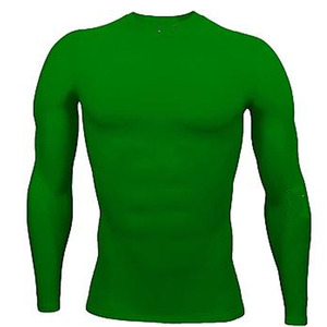 T-shirt personnalisé pour homme à manches longues, vert uni, tricoté, col rond, coupe oversize, sportif, séchage rapide, écologique, respirant - Product Image 1