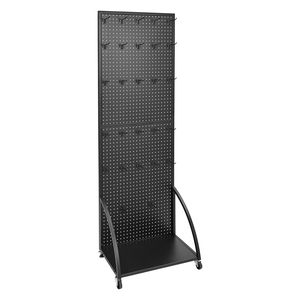 Espositore da Terra con Pannello Forato e 30 Ganci, 23,7 x 66 Pollici, con Ruote, in Acciaio Laminato a Freddo Rinforzato - Product Image 1