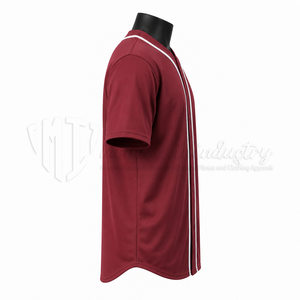 Maillot de baseball unisexe bordeaux à manches courtes, boutonné sur le devant, 100 % polyester, tissu en maille, personnalisable avec le nom de l'équipe, respirant, séchage rapide - Product Image 4