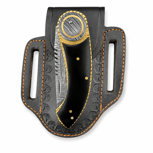Cuchillo de Bolsillo Burraq OEM Hecho a Mano de Acero de Damasco de Grado Industrial, Hoja de 8 Pulgadas con Punta Caída, 0.45mm de Grosor, Mango de Resina y Cobre - Product Image 6
